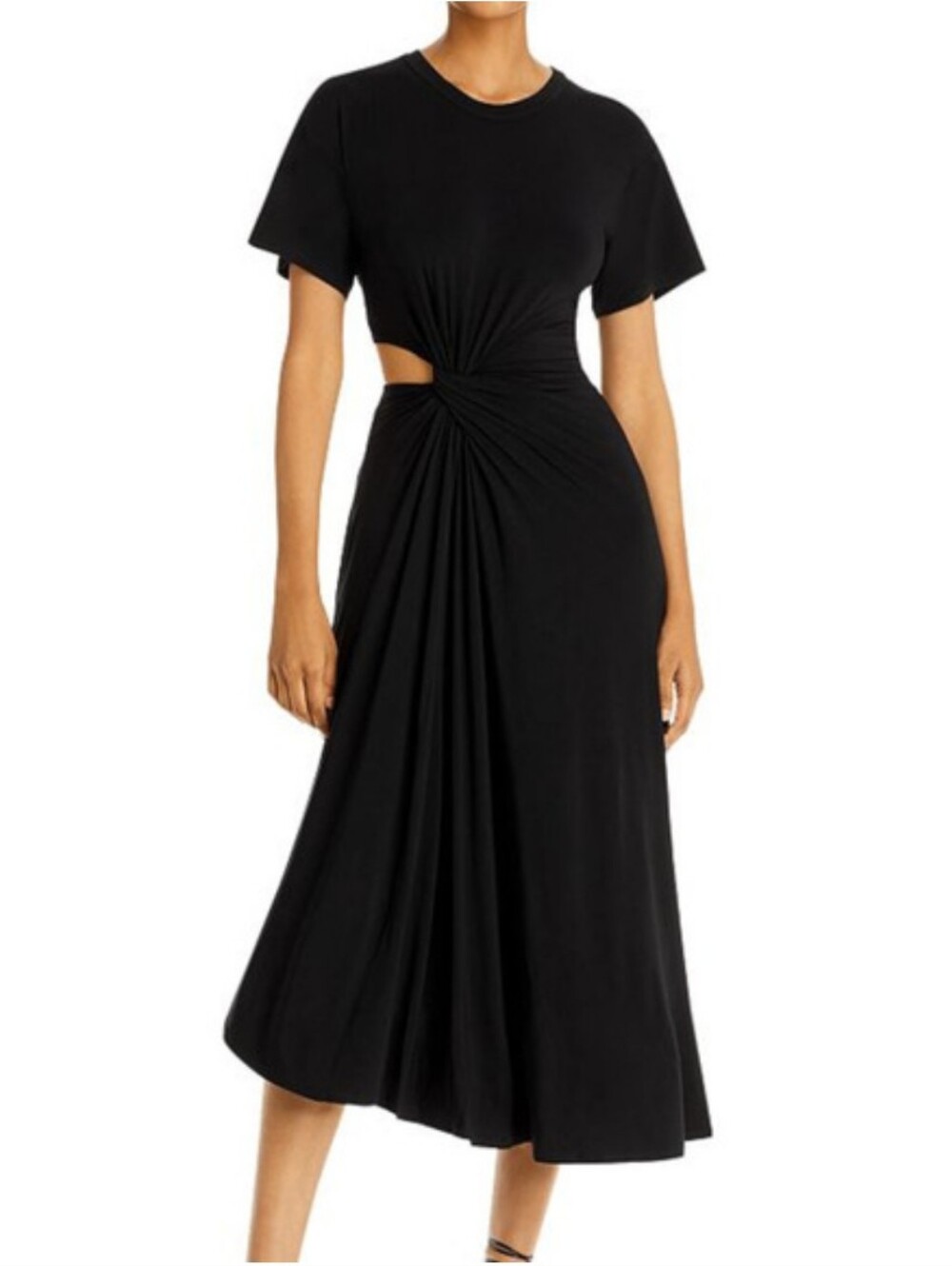 A.L.C. Black Asymmetrical Knotted T-Shirt Dress - Bridget Cut-out Dress XS